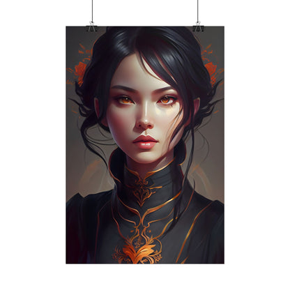 Realistic Female Portrait in Elegant Dress - Poster