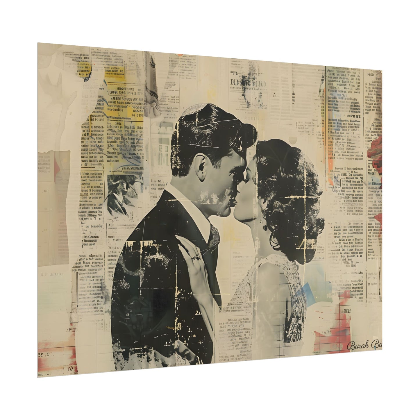 Vintage Romance: Celebratory Couple Art Poster - Poster