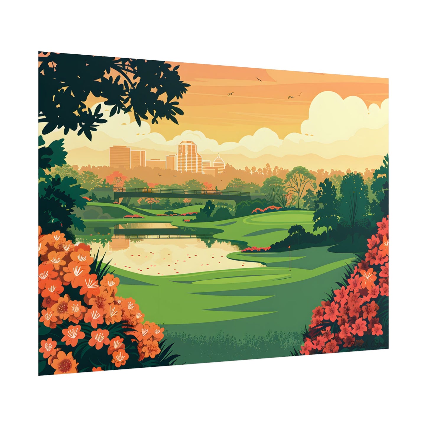 Retro Golf Illustration: Augusta National Georgia - Poster