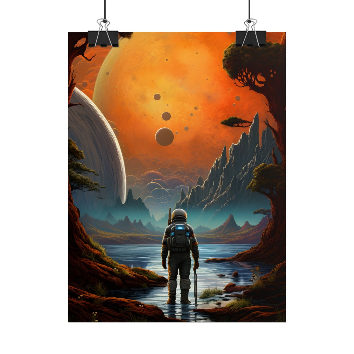 Futuristic Wilderness Explorer: Jetpack Adventure Art - Poster