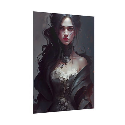 Black Haired Female Portrait: Elegant Outdoor Beauty - Poster