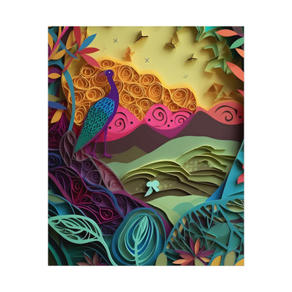 Vibrant Indian Quilling Art: Traditional Landscape Decoration - Poster