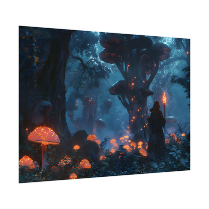 Mystical Forest Encounter: Vibrant Witch Artwork - Poster
