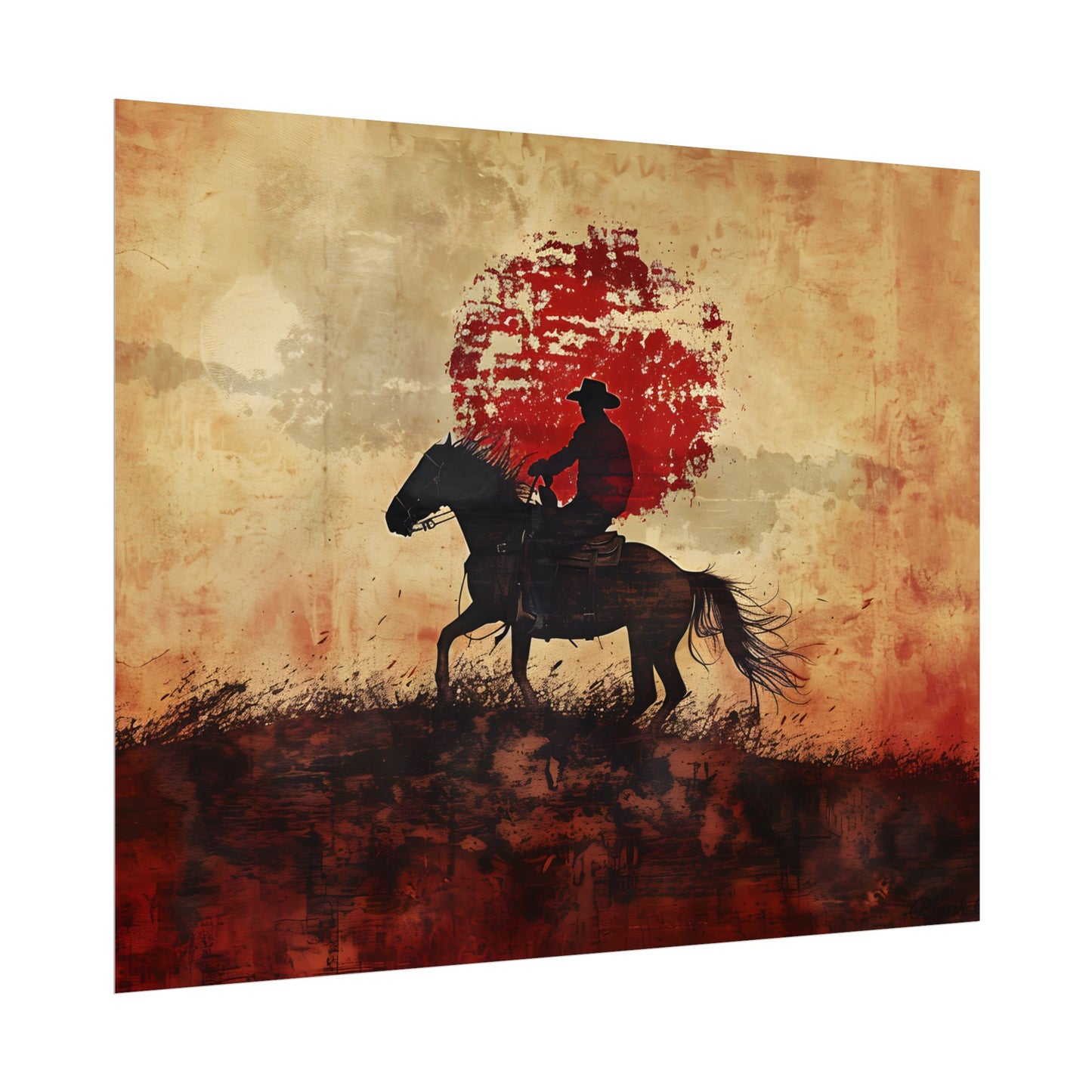 Dynamic Rodeo Scene: Earthy Tones of a Thrilling Ride - Poster