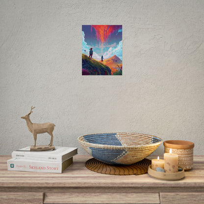 Children's Serene Moment: Meadow Under a Cloudy Sky - Poster