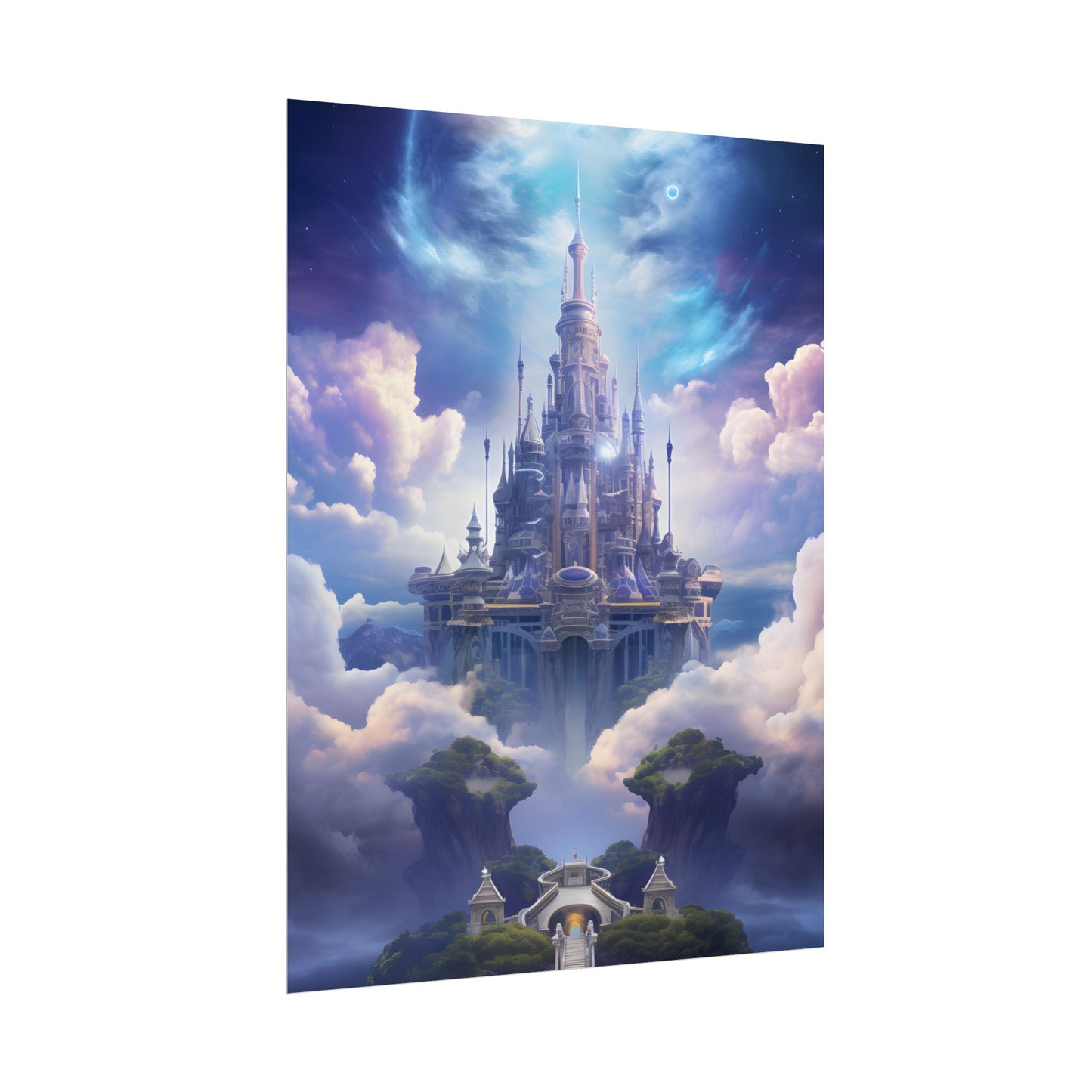 Celestial Fantasy Floating City: Dreamlike Artwork - Poster