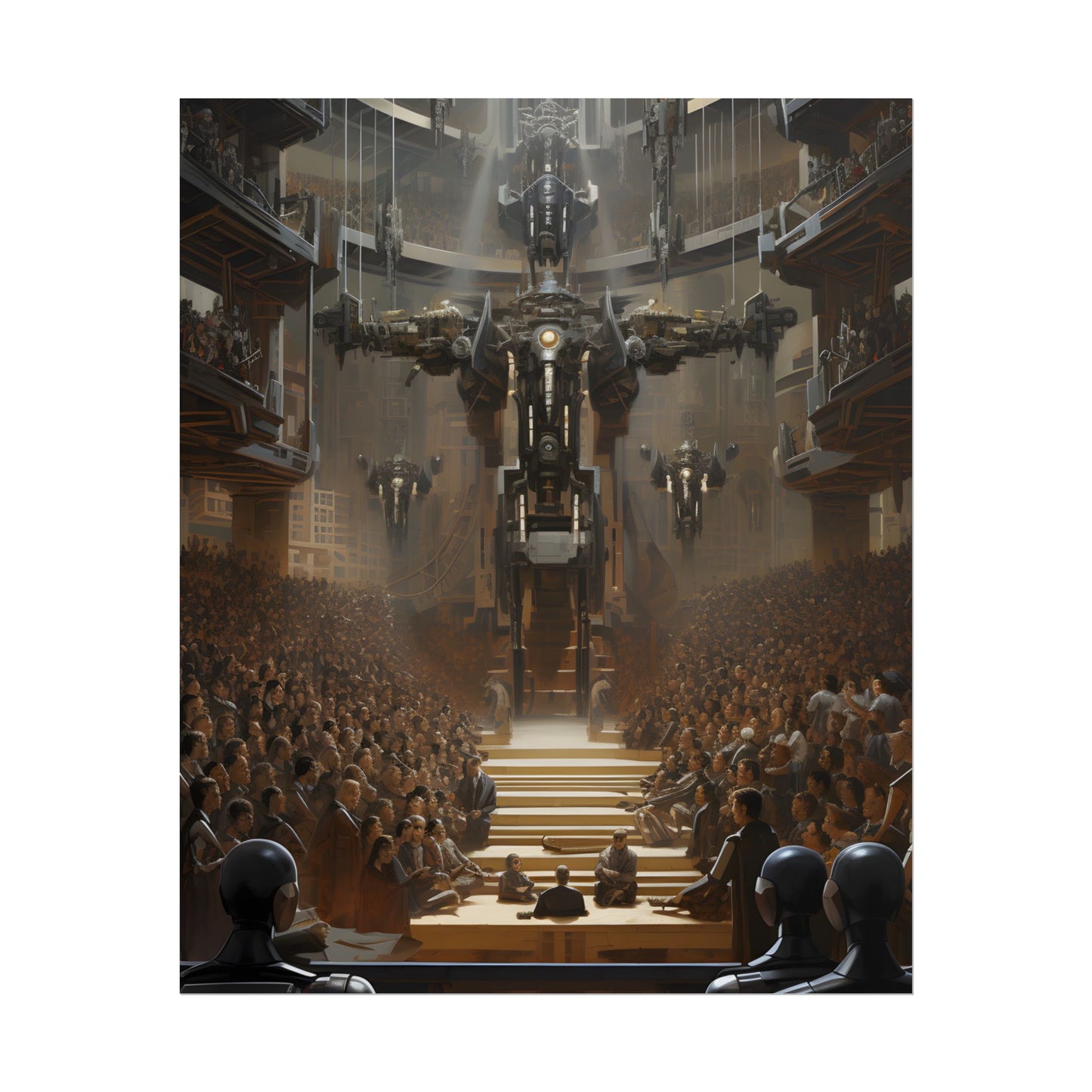 Robot Symphony: Elevated View of Robot Orchestra - Poster