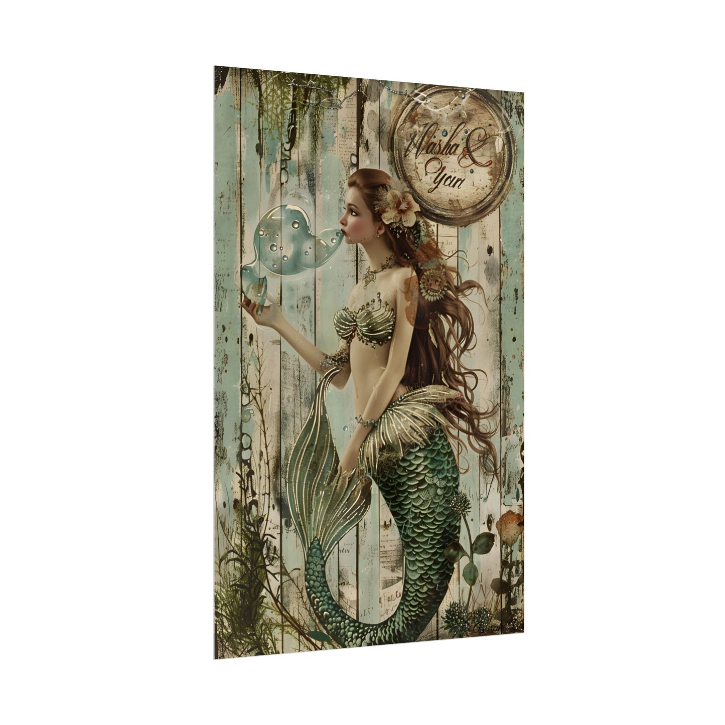 Vintage Mermaid Soap Beauty: A Dreamy Artwork - Poster