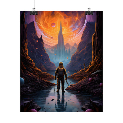 Futuristic Explorer in Wilderness: Sci-Fi Artwork - Poster
