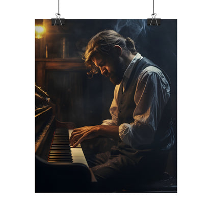 Mysterious Piano Maestro: Musical Artwork - Poster