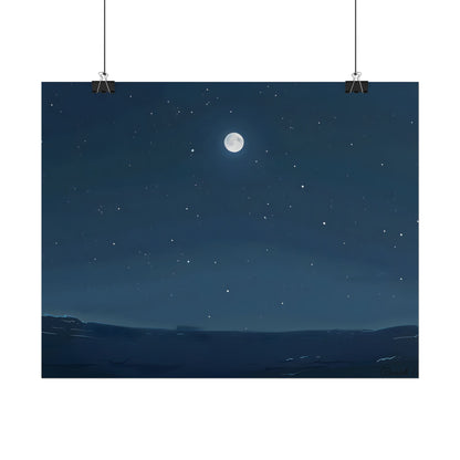 Starry Night Sky: Minimalist Beauty in Blue - Poster