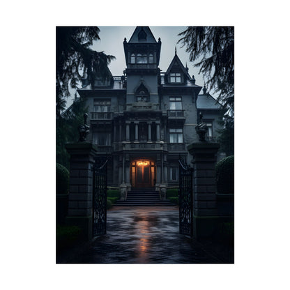 Haunted Victorian Mansion: Spooky Atmosphere Artwork - Poster