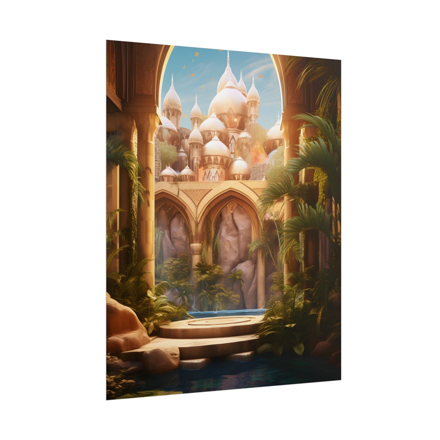 Mythical Desert Oasis: Arabian Nights Inspired Artwork - Poster