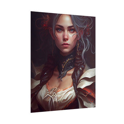 Glamorous Mid-20s Female Portrait: Black Hair Artwork - Poster