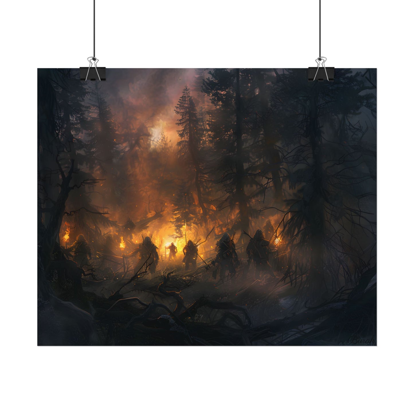 Tranquil Forest Sunset: People Connecting with Nature - Poster