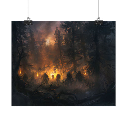 Tranquil Forest Sunset: People Connecting with Nature - Poster