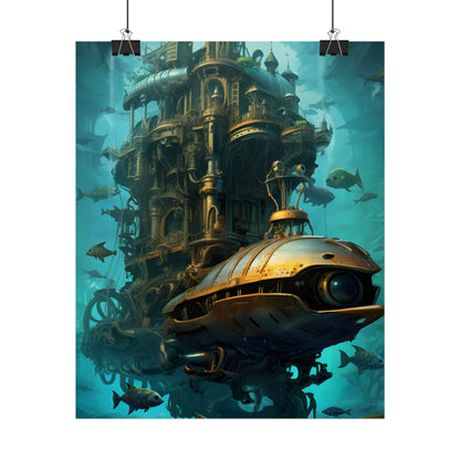Steampunk Oceanic Adventure: Brass Skirted Explorer - Poster