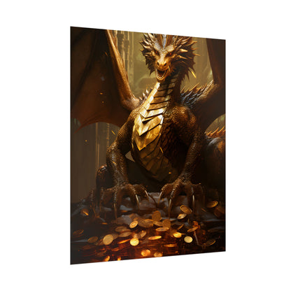 Majestic Dragon Guardian: Fantasy Artwork in a Magical Lair - Poster