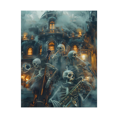 Victorian Lowbrow Skeleton Jazz Band: Dark Artwork - Poster