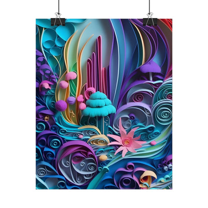 Vibrant Beach Landscape: Paper Quilling Artwork - Poster