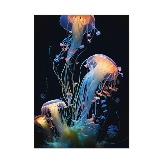 Bioluminescent Oceanic Ballet: Underwater Dance of Light - Poster
