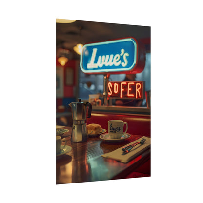Retro Kitchen Diner Scene: Cozy Coffee Moment - Poster