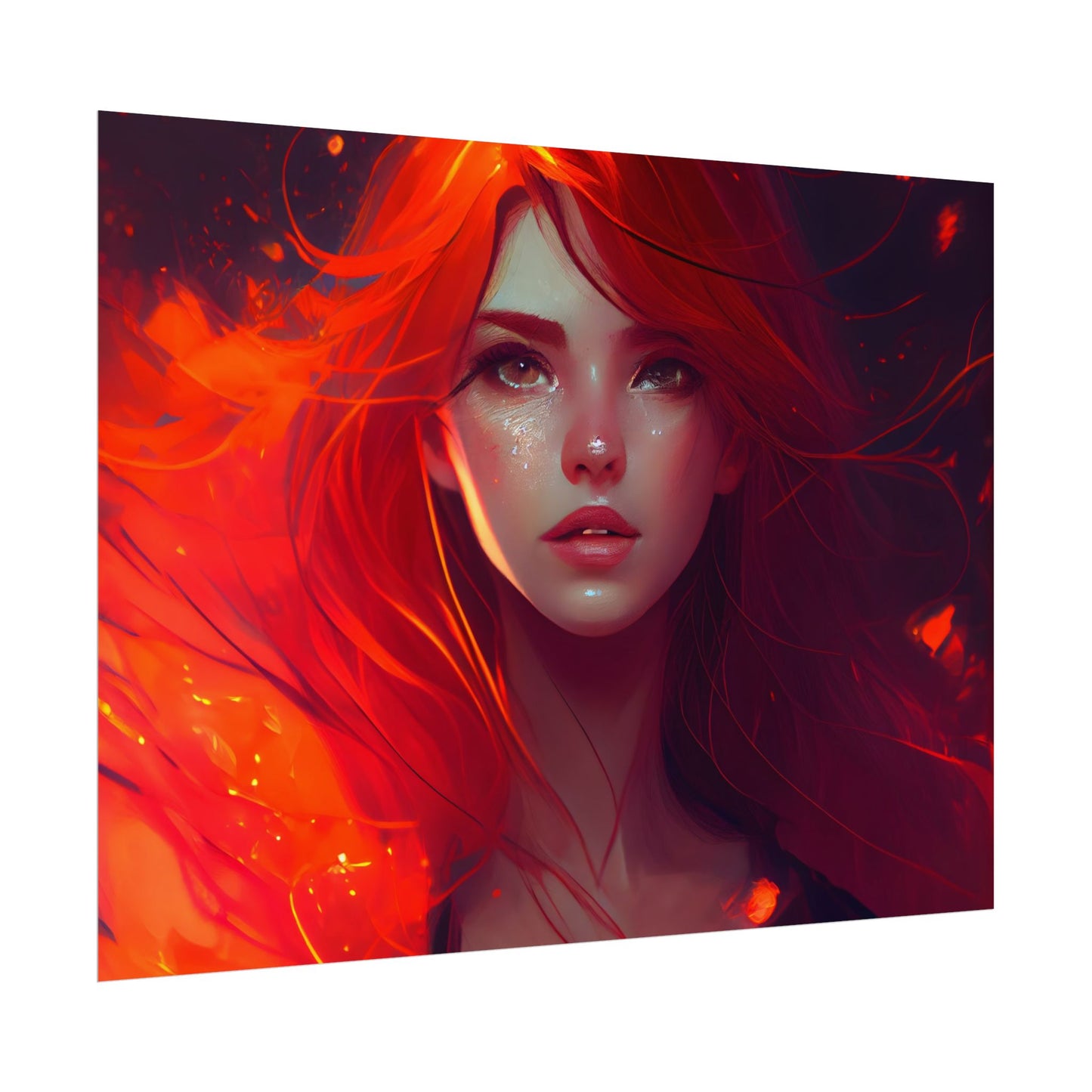Glowing Female Portrait: Close-Up Artwork - Poster
