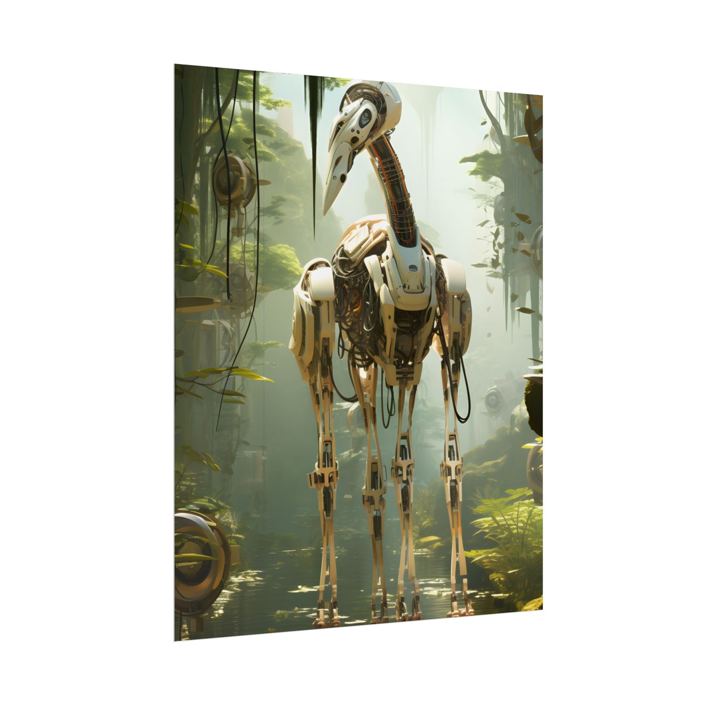Robotic Guardians of Nature: Serene Wildlife Sanctuary Art - Poster