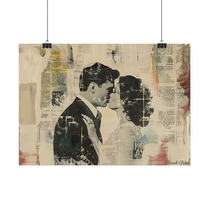 Vintage Romance: Celebratory Couple Art Poster - Poster
