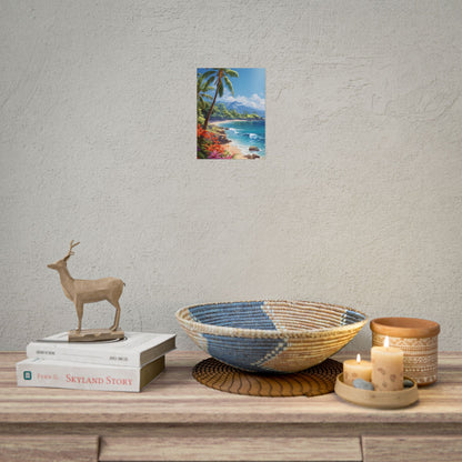 Tropical Paradise: Serene Island Oasis in Tranquil Blue Skies - Poster