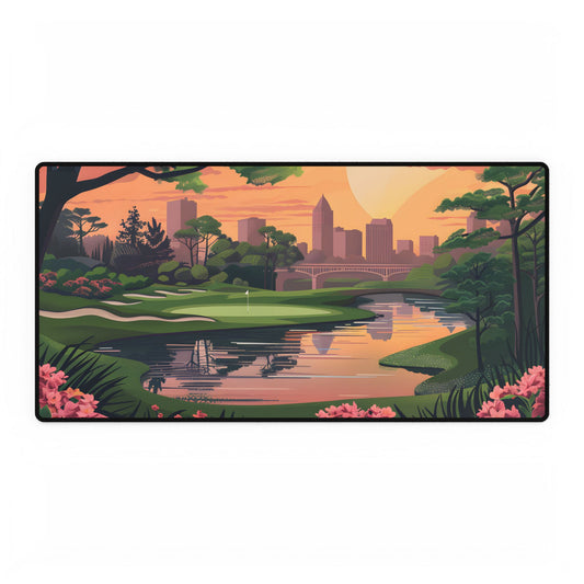 Retro Golf: Vintage Illustration of Augusta National's Amen Corner - Desk Mat