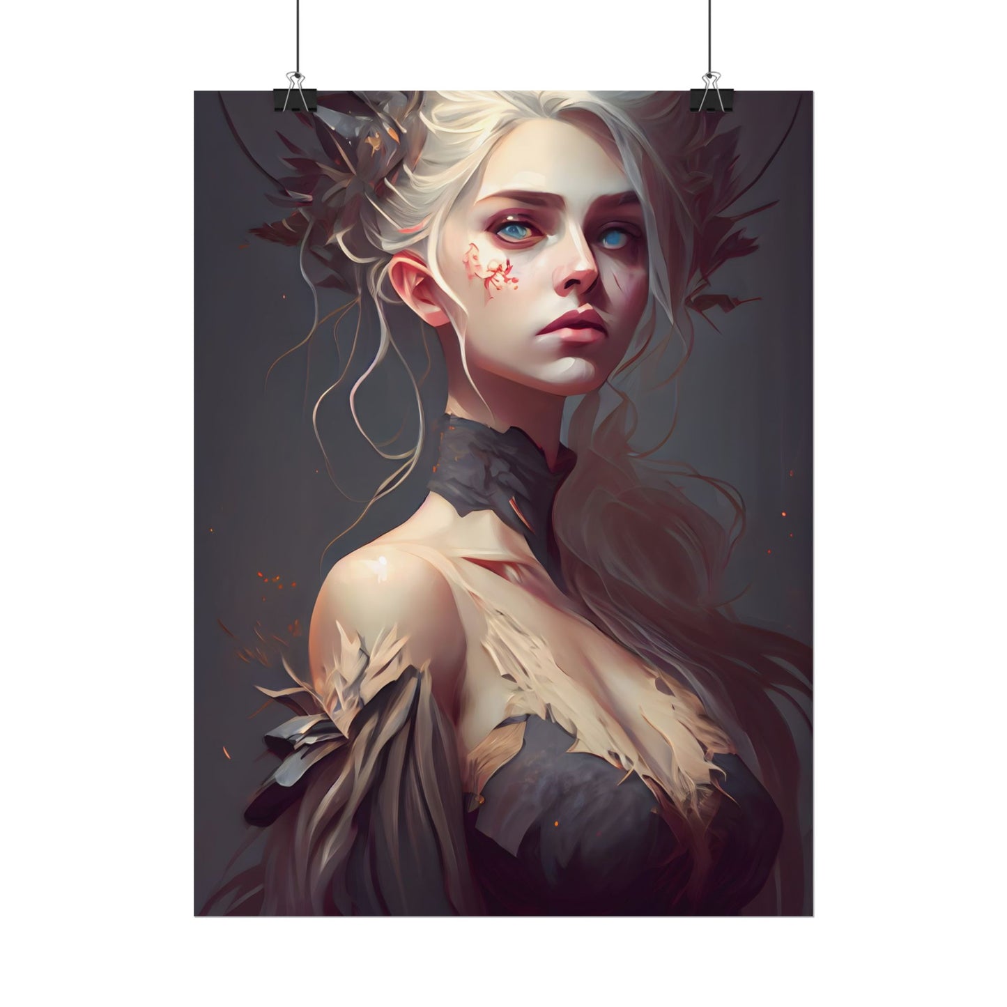 Elegant Blonde Portrait: Outdoor Woman in Dress - Poster