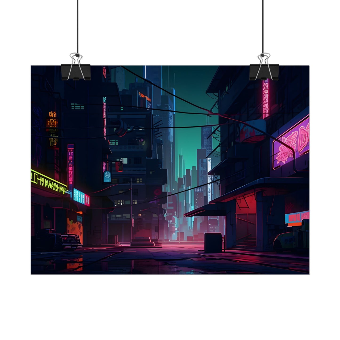 Nightfall in Neo-City: A Melancholic Cyberpunk Scene - Poster