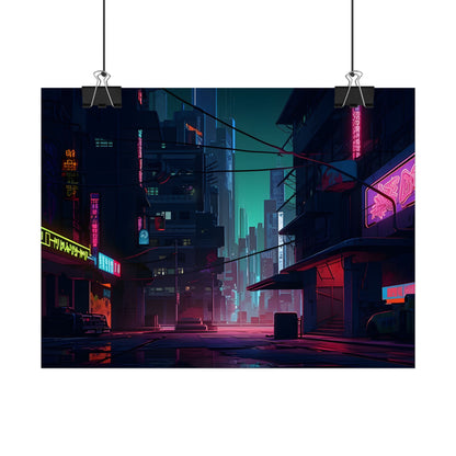 Nightfall in Neo-City: A Melancholic Cyberpunk Scene - Poster