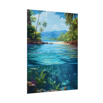 Tropical Island Oasis: Tranquil Tropical Landscape Art - Poster