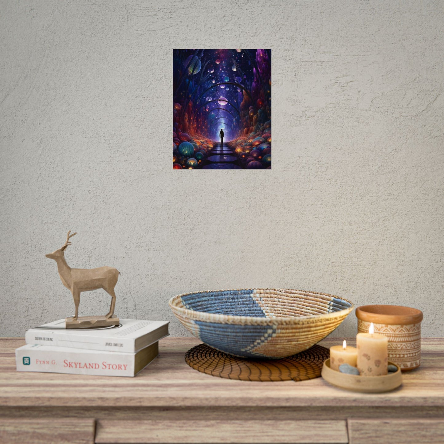 Celestial Art Gallery: Indoor Space with Starry Canvas - Poster