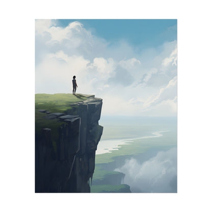 Spring Afternoon Outdoor Scene: Person Walking on Sidewalk - Poster