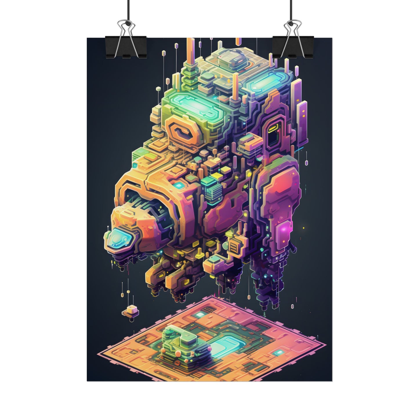 Pixel Punk Pets: Digital Artwork of Cyber-Pets in Pixelated World - Poster
