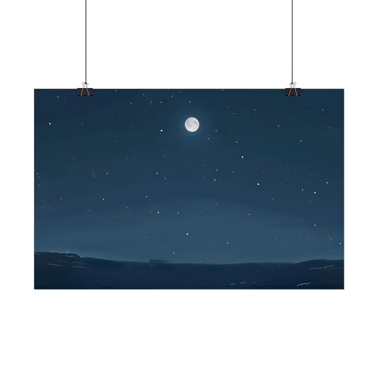 Starry Night Sky: Minimalist Beauty in Blue - Poster