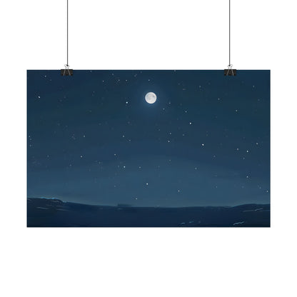 Starry Night Sky: Minimalist Beauty in Blue - Poster