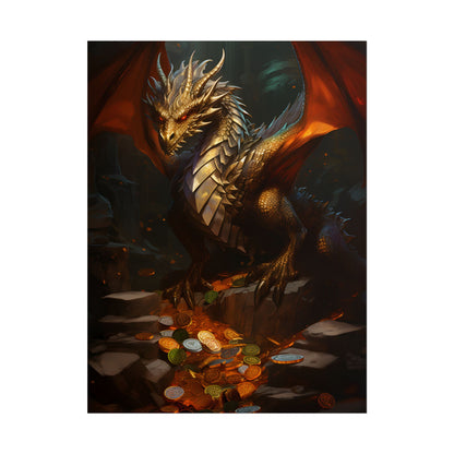 Ancient Fantasy Dragon Guard: Majestic Creature Art - Poster