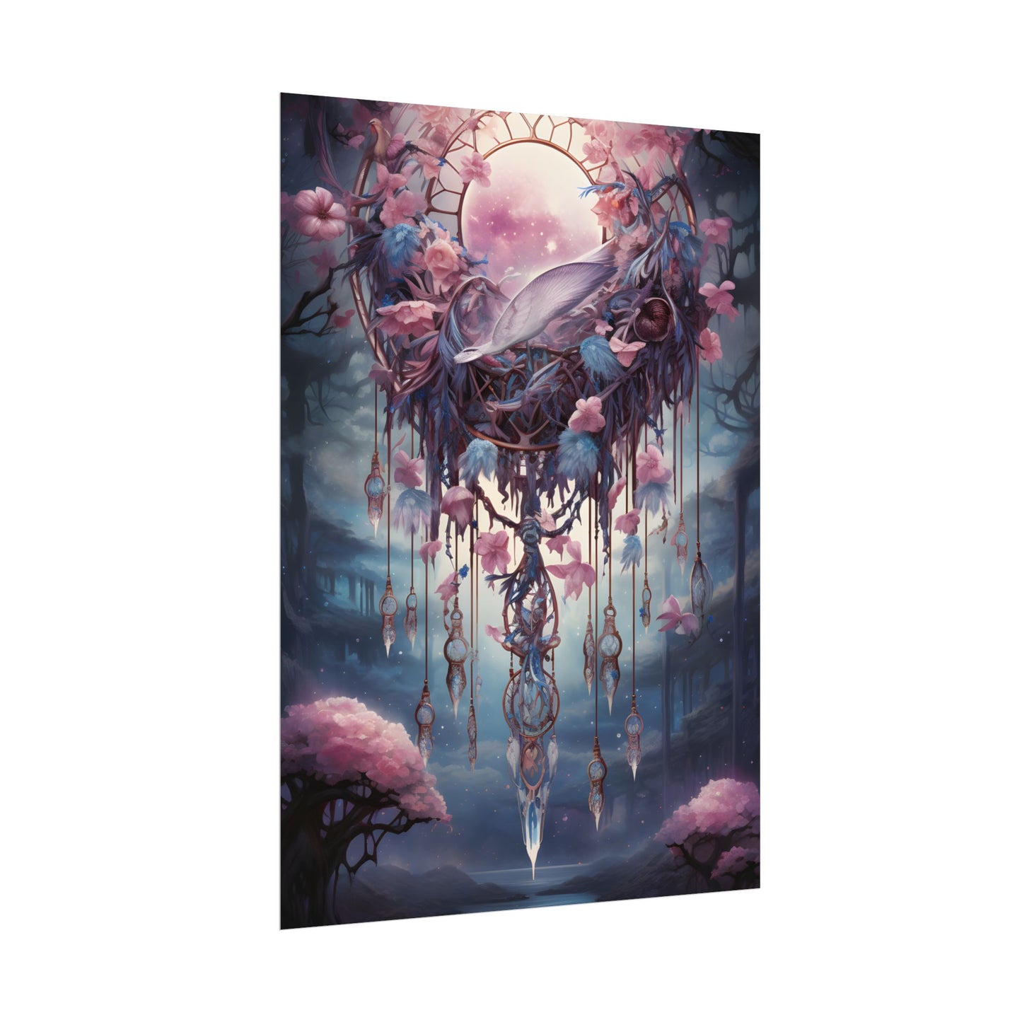 Surreal Landscape: Serene Tree in Vast Sky - Poster