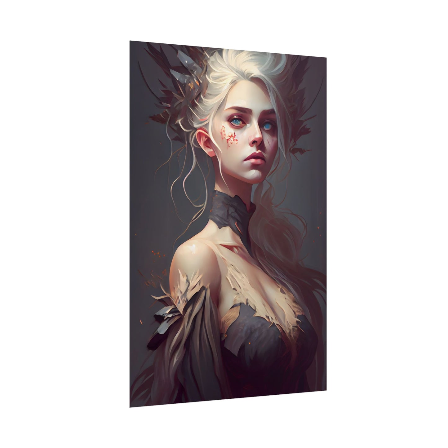 Elegant Blonde Portrait: Outdoor Woman in Dress - Poster