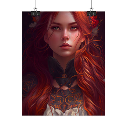 Redhead Female Portrait in a Dress - Poster