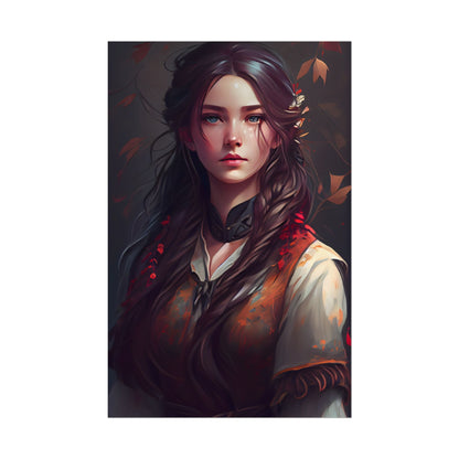 Vibrant Portrait: Brown Hair, Green Eyes Artwork - Poster