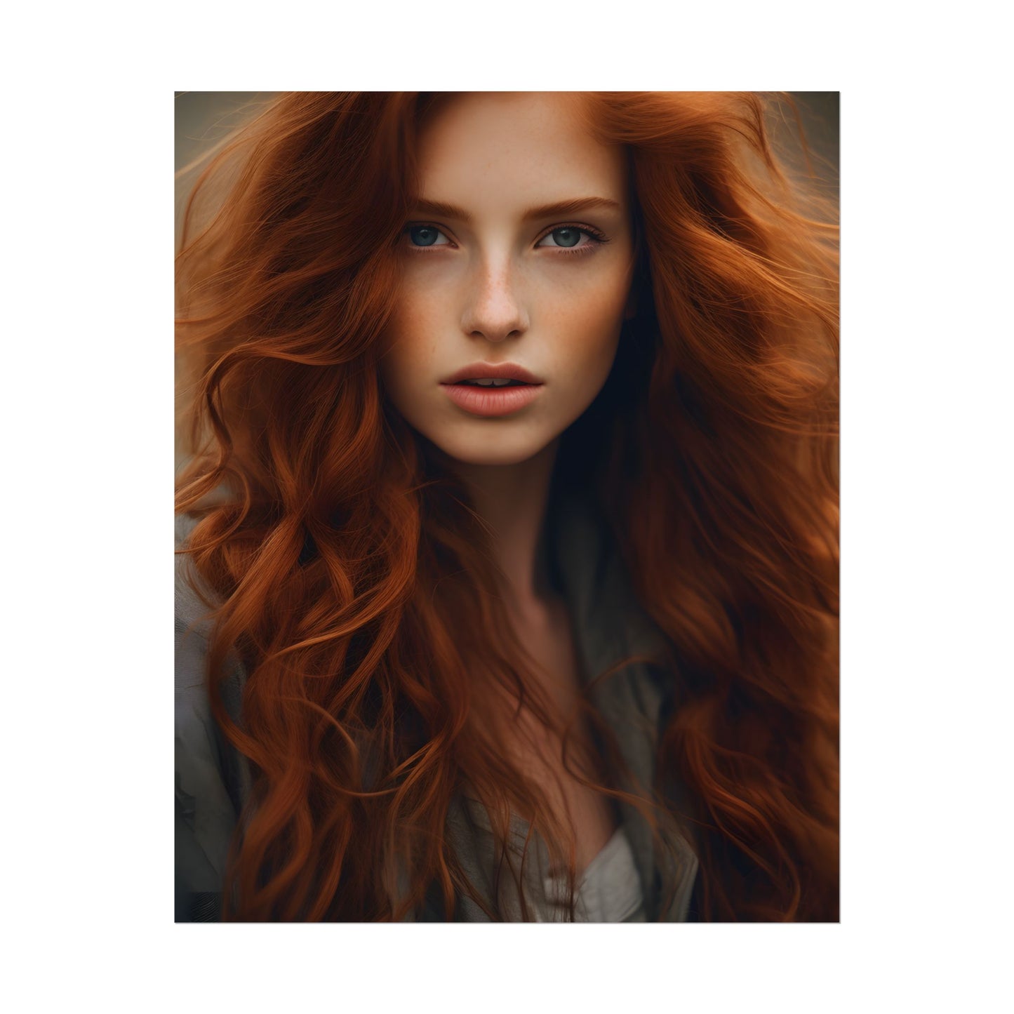 Gorgeous Redhead Woman: Natural Beauty Artwork - Poster