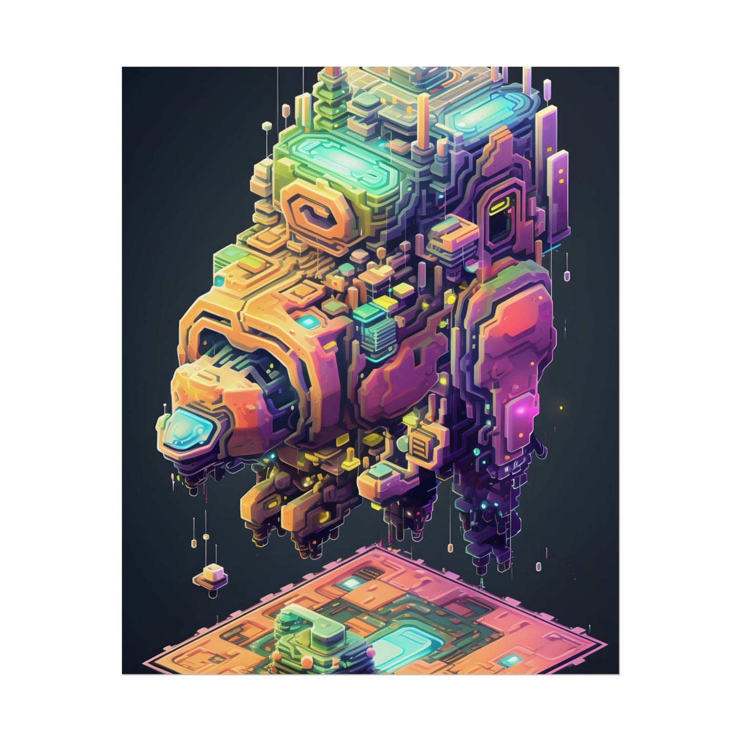 Pixel Punk Pets: Digital Artwork of Cyber-Pets in Pixelated World - Poster