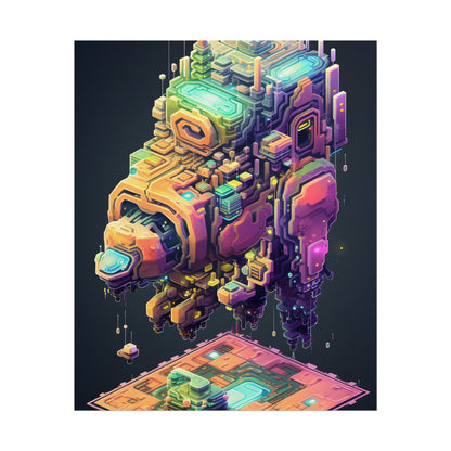 Pixel Punk Pets: Digital Artwork of Cyber-Pets in Pixelated World - Poster