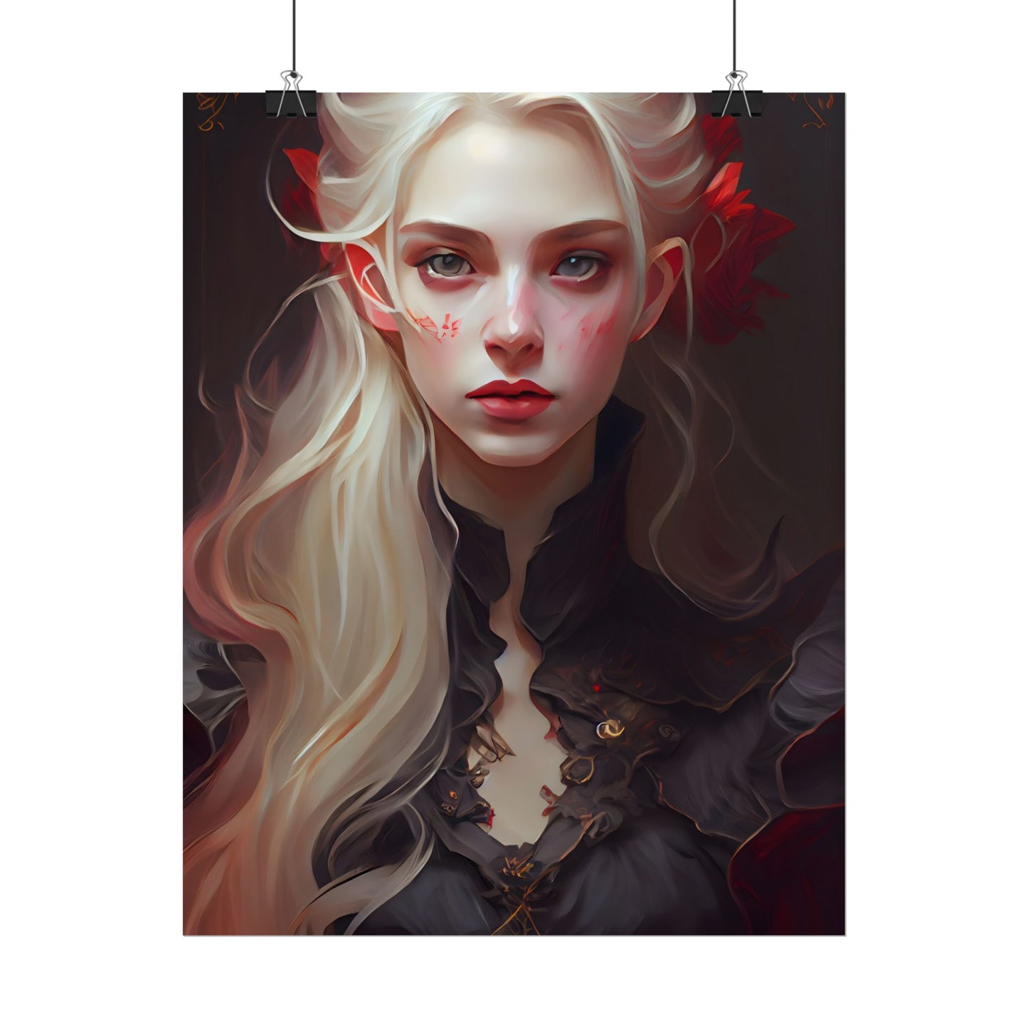 Beautiful Blonde Portrait: A Stunning Female in Black Top - Poster