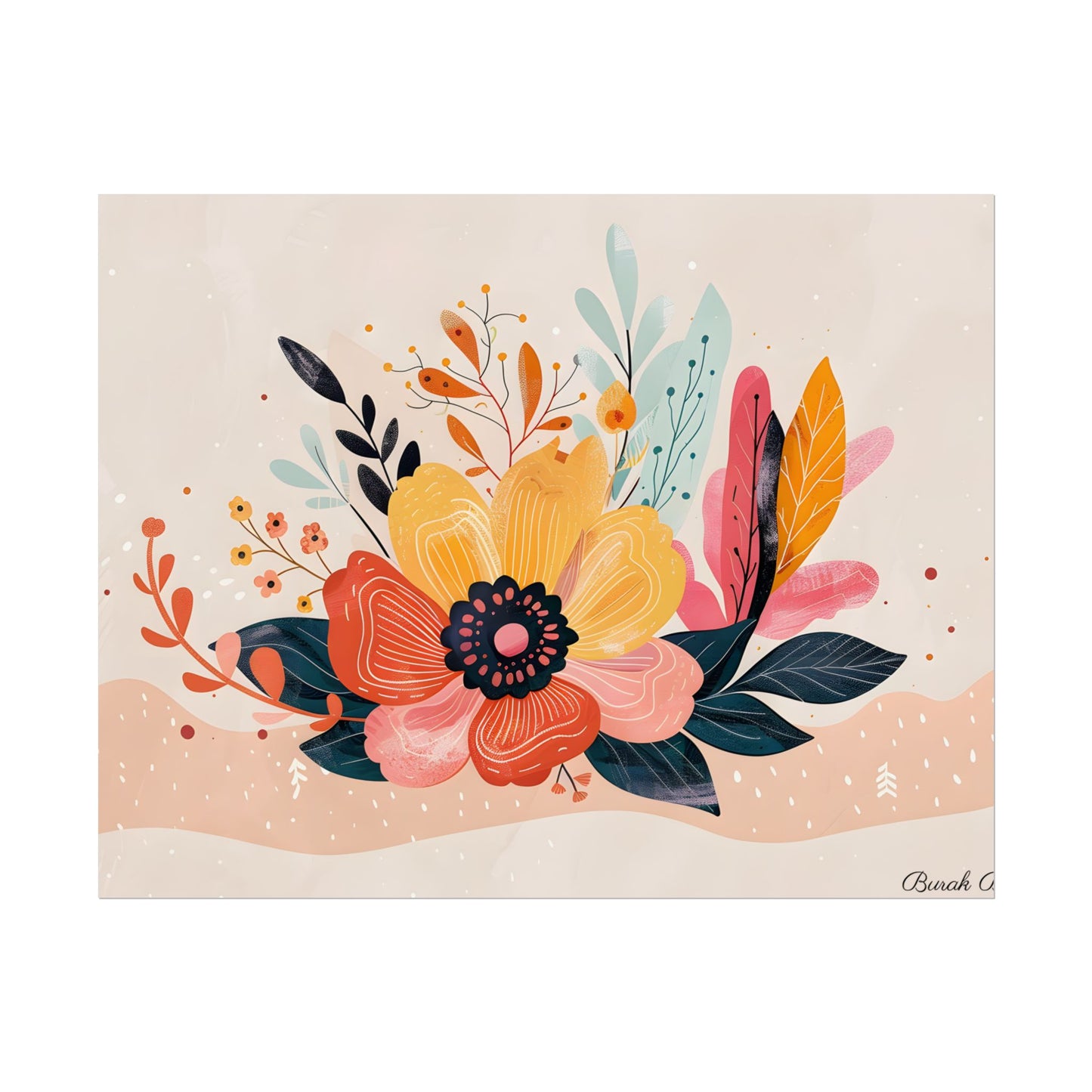 Blooming Growth: Vibrant Flower Artwork - Poster